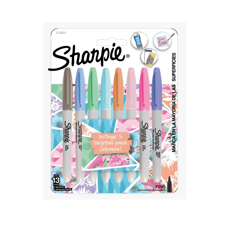 SET DE MARCADORES SHARPIE FINO PASTEL X 8UND + TARJETAS (2102521)