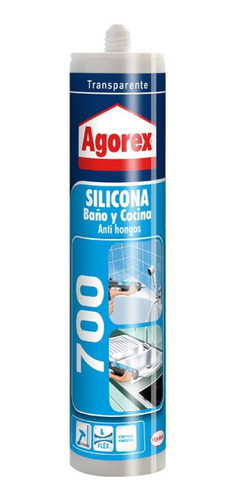 SILICONA AGOREX 700 TRANSP. BAÑO COCINA  300ML.