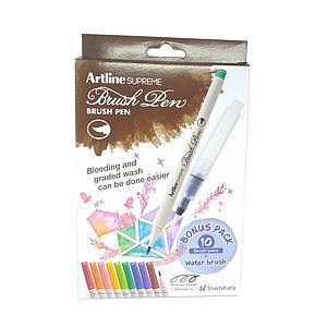 SET LAPICES PUNTA PINCEL+ PINCEL DE AGUA  ARTLINE 10 COLORES