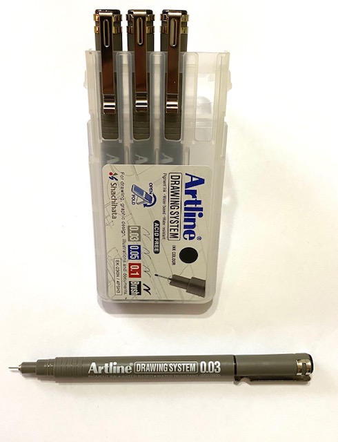 SET TIRALINEA ARTLINE RÍGIDO X 4 UNDS. 0.03 0.05 0.1 BRUSH NEGRO