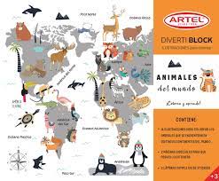 DIVERTIBLOCK ARTEL ANIMALES DEL MUNDO PARA COLOREAR +3