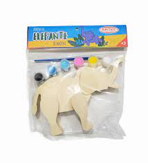 FIGURA DE MADERA 3D PINTA ELEFANTE ARTEL ( DESC. )