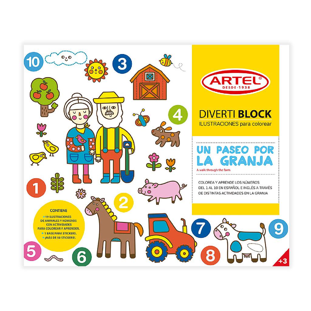 DIVERTIBLOCK ARTEL PASEO EN LA GRANJA  PARA COLOREAR +3