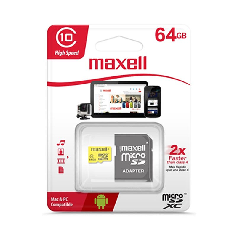 TARJETA DE MEMORIA MAXELL MICRO SDHC 64GB C/ADAPTADOR 