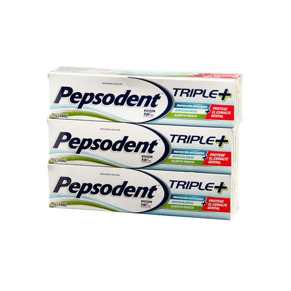 PACK PASTA DENTAL PEPSODENT TRIPLE+ 3X90GRS.