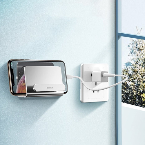 SOPORTE DE MURO BASEUS PARA TELEFONO PLATEADO