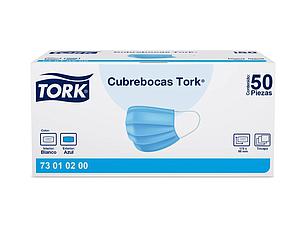 MASCARILLA TORK TRICAPA CELESTE 50 UNIDADES