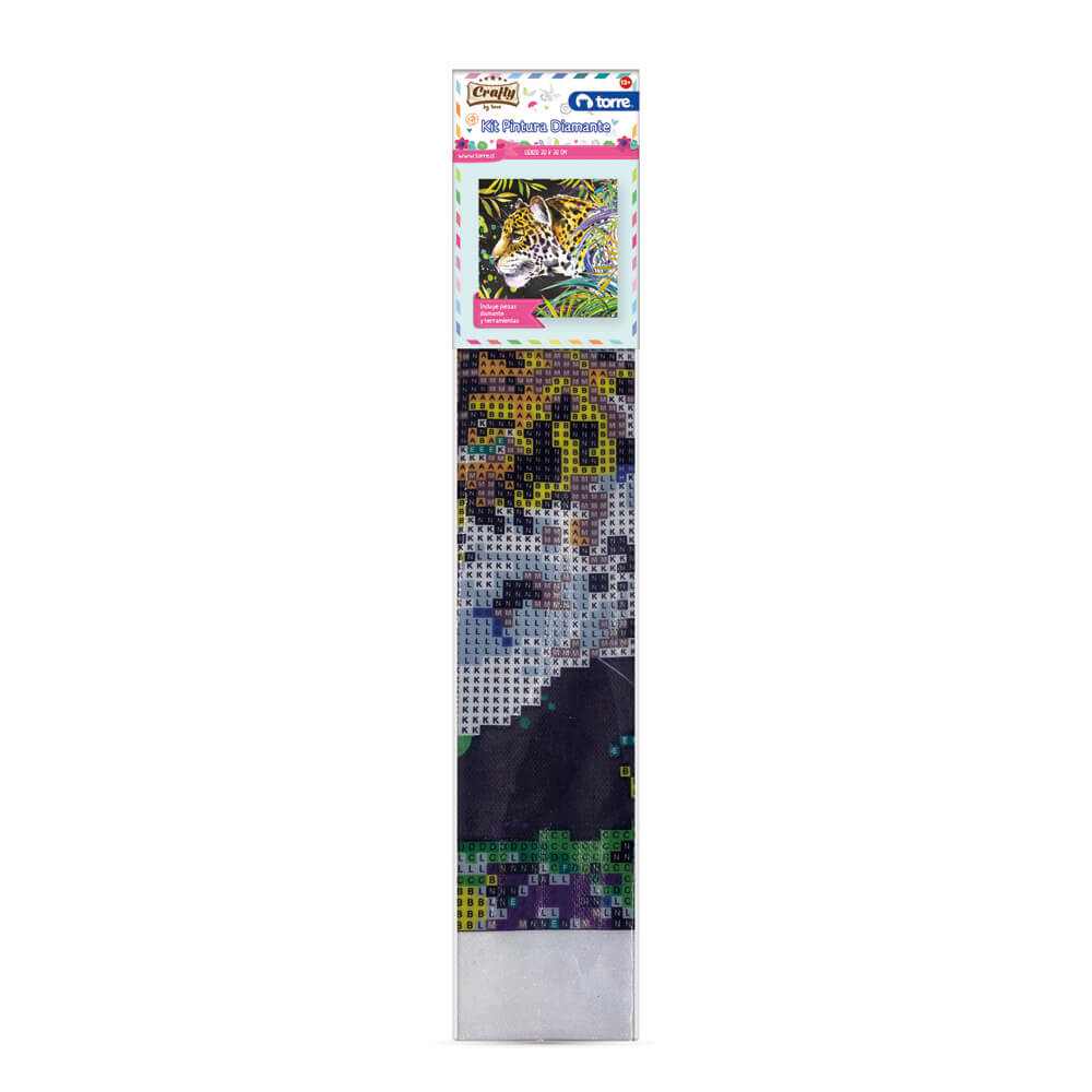 KIT PINTURA DIAMANTE TORRE LEOPARDO 30X30 CM. (DIAMANTES + HERRAMIENTAS)