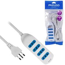 ALARGADOR MULTIPLE PHILCO CON SWITCH 6 POS. BLANCO XT-30  3 MTS