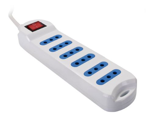 ALARGADOR MULTIPLE PHILCO CON SWITCH 6 POS. BLANCO 5MTS.