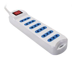 ALARGADOR MULTIPLE PHILCO CON SWITCH 6 POS. BLANCO 5MTS.