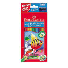 LAPICES DE COLORES FABER 12 COLORES ACUARELABLES MAS SACAPUNTA