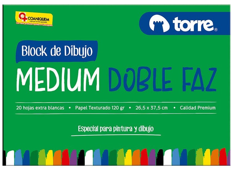 BLOCK DE DIBUJO TORRE 99 1/8 20 Hjs. DOBLE FAZ MEDIUM 26.5X37.2CM 120Gr