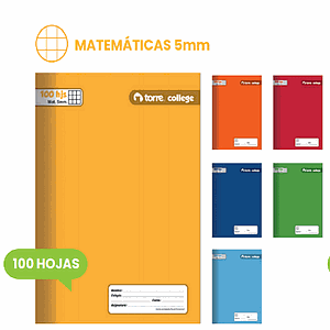 CUADERNO TORRE COLLEGE 5mm 100 Hjs LISO