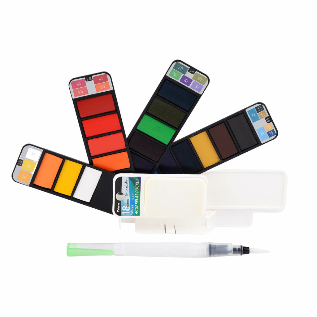 SET ACUARELAS TORRE POCKET 18 COL. 