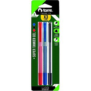 SET 3 LAPICES SUPER TANKER GEL TORRE 0,5 MM  N/A/R