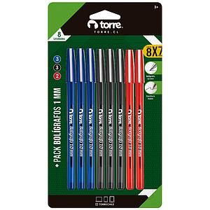 SET 8 LAPICES BOLIGRAFO TORRE 1,0 MM N/A/R