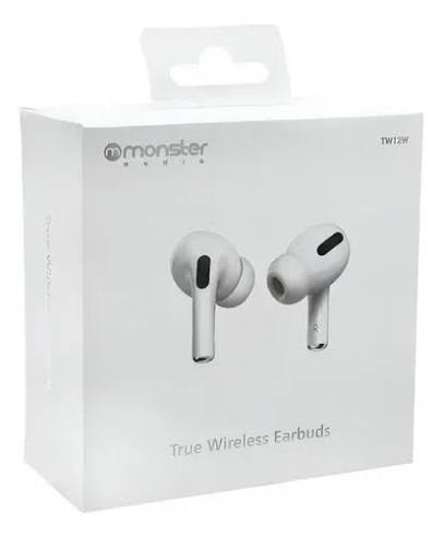 AUDIFONOS BLUETOOTH 5.0 MONSTER TW12 C/MIC BLANCOS