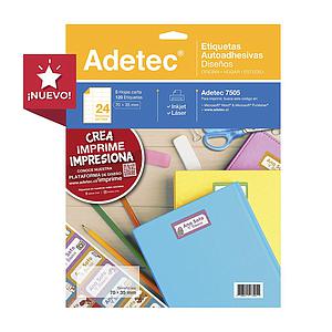 ETIQUETA ADETEC INKJET/LASER CARTA DISEÑO ESCOLAR 70X35 MM. 5HJS. 