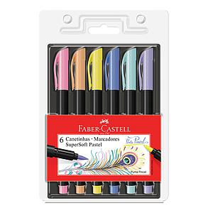 SET MARCADORES FABER CASTELL SUPERSOFT PUNTA PINCEL COLOR PASTEL 6 COLORES