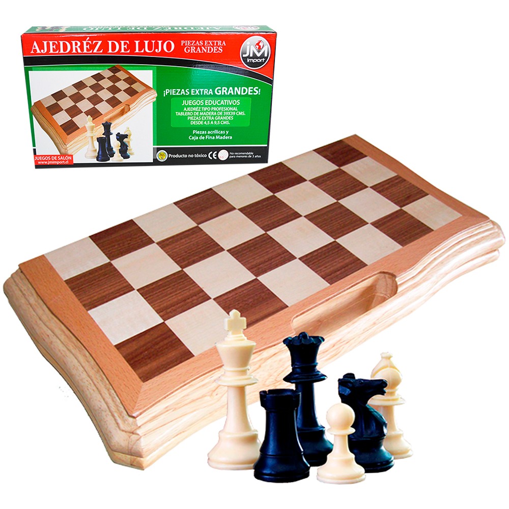 JUEGO AJEDREZ CAJA MADERA GRANDE 39X39 CMS. 3+ 