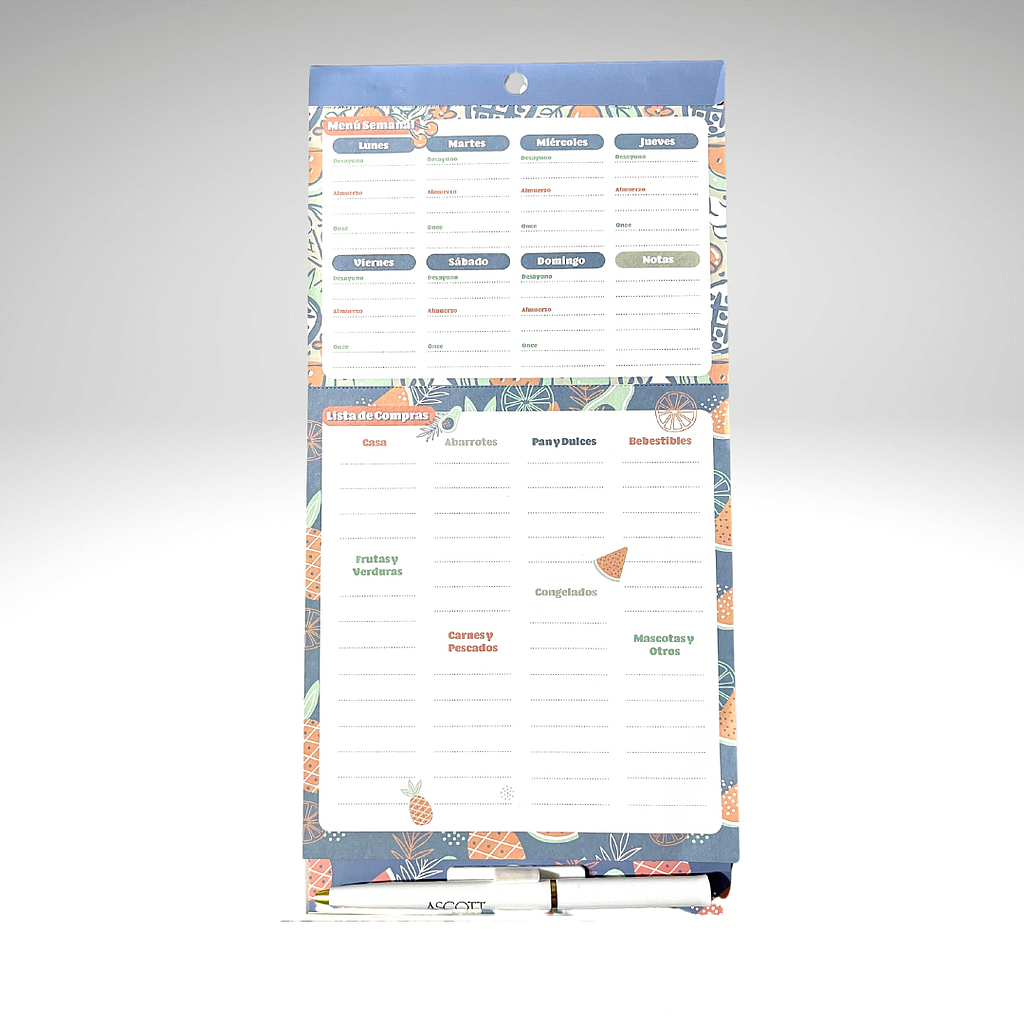 PLANIFICADOR MENU SEMANAL MAGNETICO ASCOTT 30HJS. 15X30 CMS.