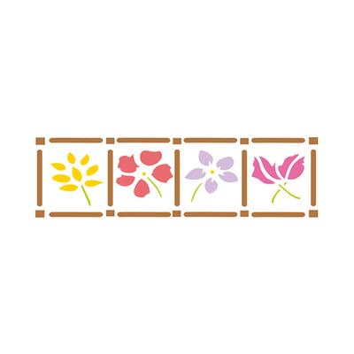 STENCIL ACRILEX 16X5 CMS. TELA CON FLORES