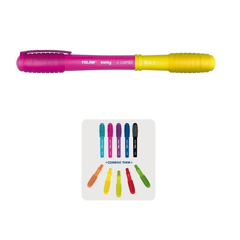 BOLIGRAFO MILAN SWAY COMBI DUO 1MM ROSADO/AMARILLO