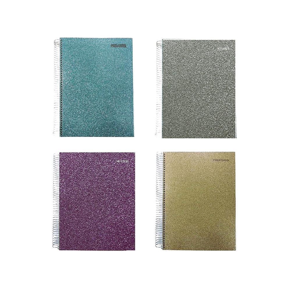 CUADERNO PROARTE CARTA 7mm 150 Hjs GLITTER MUJER CARTA 