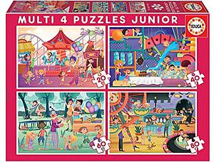 PUZZLE INFANTIL PROGRESIVO 4 PUZZLES PARQUE DE ATRACCIONES +4