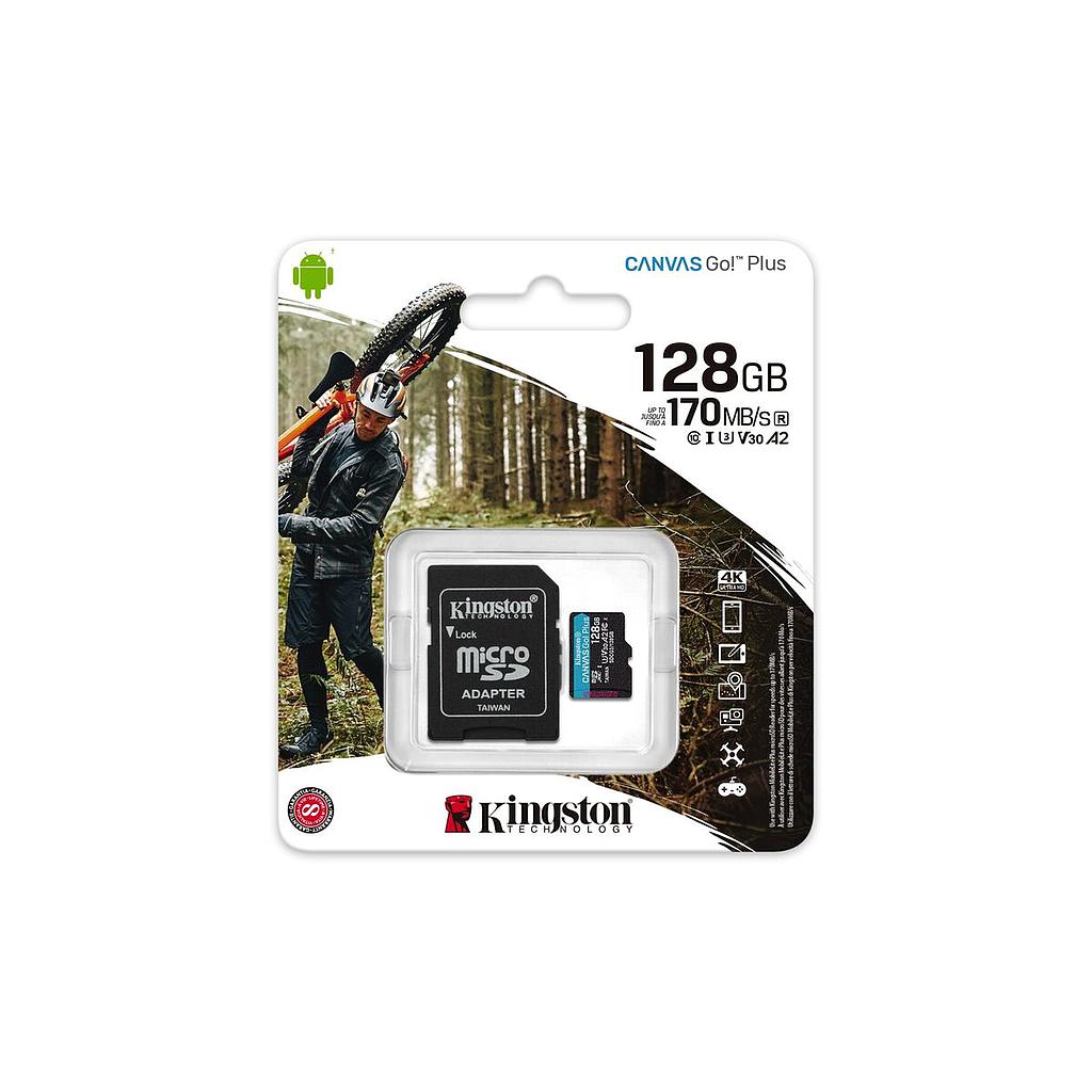 TARJETA DE MEMORIA 128GB MICRO SD PORTATIL KINGSTON CANVAS GO PLUS 170/MB/S
