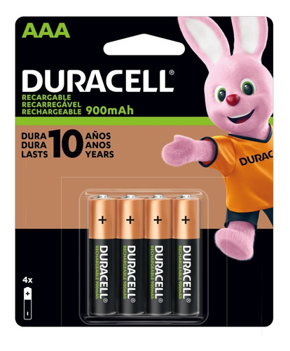PILAS RECARGABLE DURACELL AAAX4 900mAh NiMH 1.2V