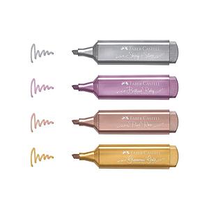 DESTACADORES FABER EFECTO METALICO 4 COLORES