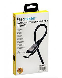 CABLE DE DATOS TECMASTER USB C CON CICLO DE RGB 1.2 MT