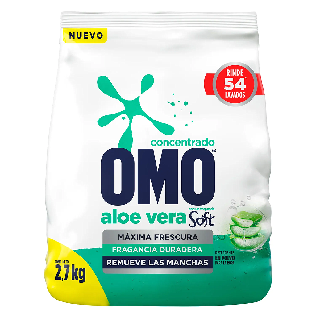 DETERGENTE OMO MATIC 2,7 KILOS CON ALOE VERA 