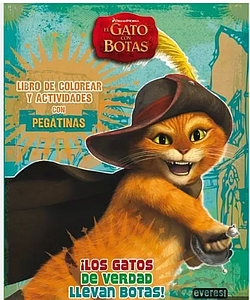 CUADERNO DE COLOREAR GATO CON BOTAS C/ PEGATINAS ( DESC. )