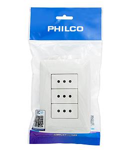 ENCHUFE PARA MURO TRIPLE PHILCO 250V 10A 19PLC78557