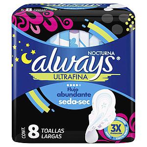 TOALLA FEMENINA ALWAYS NOCTURNA ULTRA SECA C/ALAS X 6+2 UND.