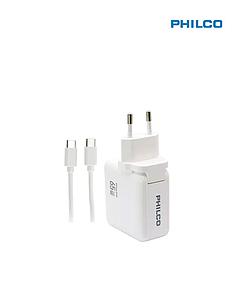CARGADOR SUPER RAPIDO PHILCO USB A Y USB-C 65W PD