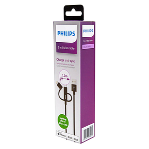 CABLE PHILIPS DLC260 3 EN 1 / MICRO USB / LIGHTNING / USB-C