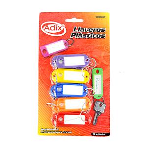 SET LLAVEROS PLASTICOS ADIX x10 UNIDADES DIF/COLORES