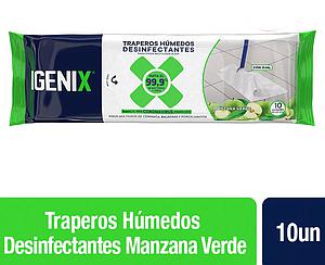 TRAPERO HUMEDO DESINFECTANTE IGENIX MANZANA VERDE 10 UNID.
