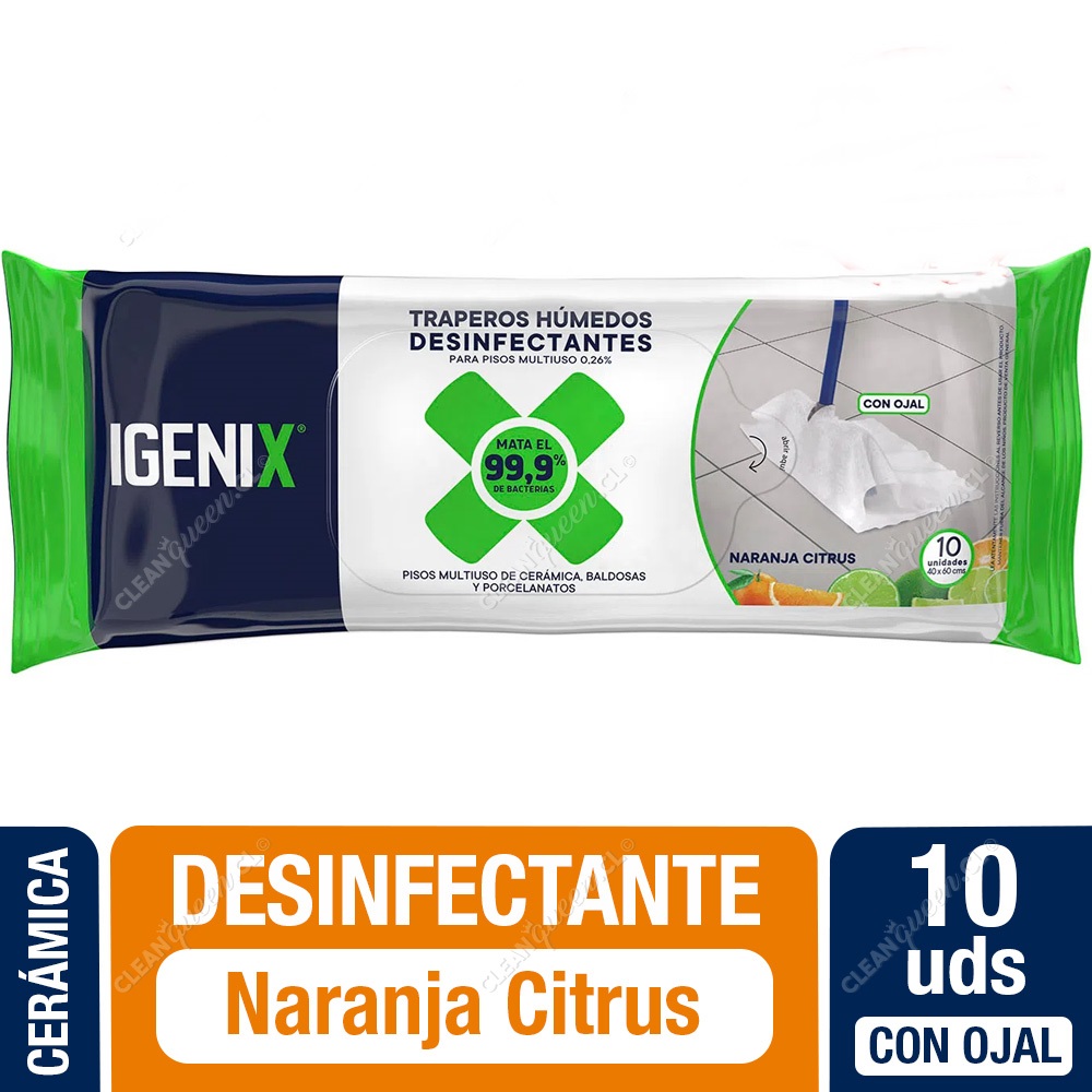 TRAPERO HUMEDO DESINFECTANTE IGENIX CITRUS 10 UNID