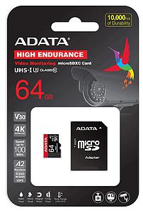TARJETA DE MEMORIA ADATA MICRO SD 64GB V30 4K 100MB/S C/ADAPTADOR