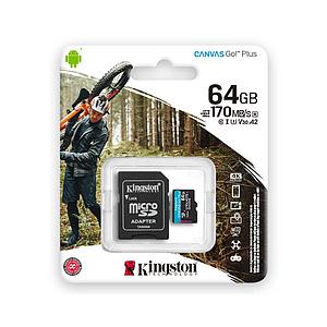 TARJETA DE MEMORIA 64GB MICRO SD PORTATIL KINGSTON CANVAS GO PLUS 170/MB/S