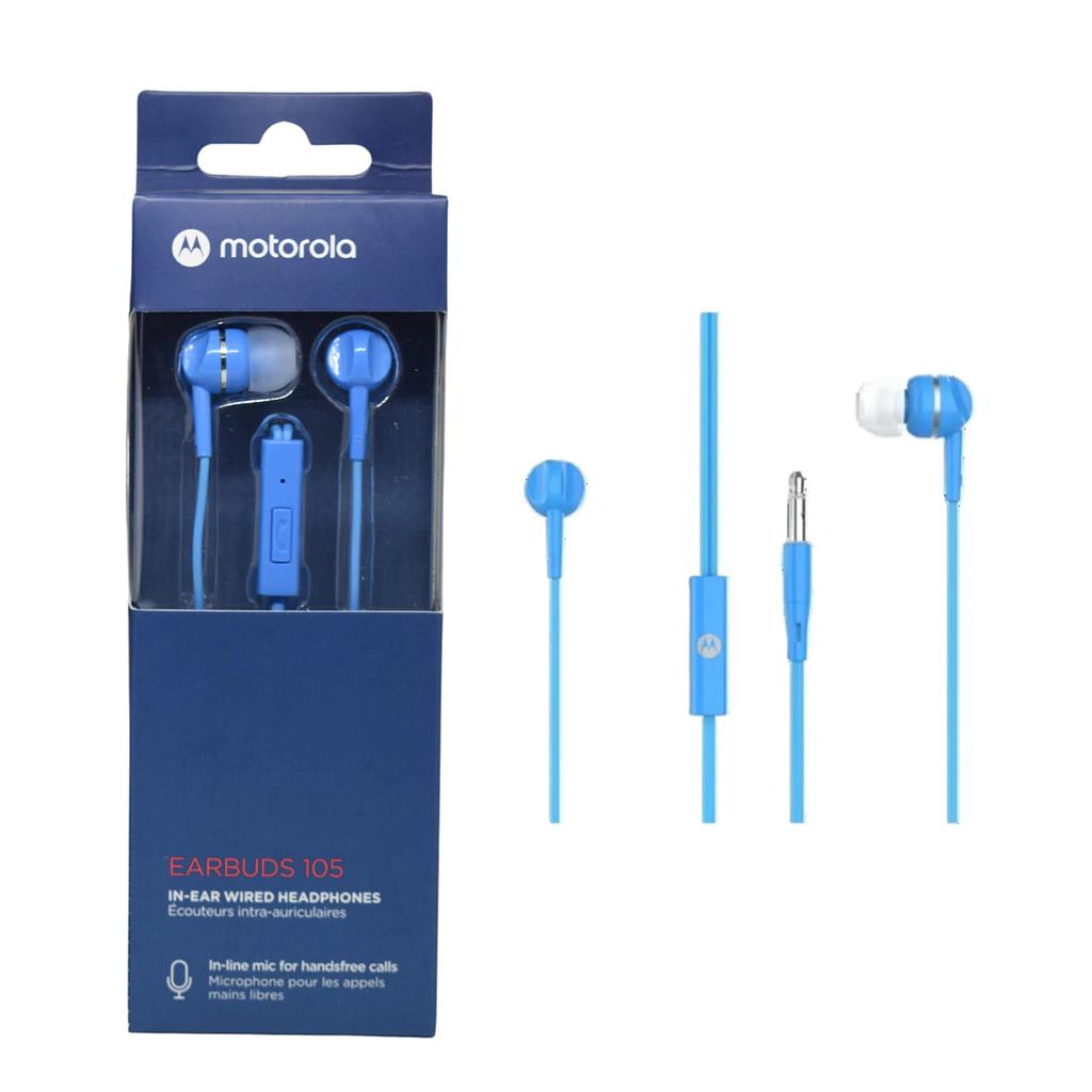 AUDIFONOS MOTOROLA EARBUDS 105 C/MICROFONO AZUL