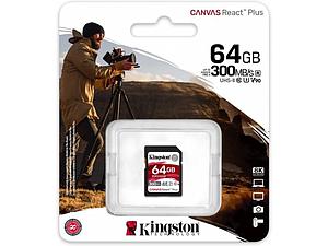 TARJETA DE MEMORIA SD PORTATIL KINGSTON CANVAS REACT PLUS 64GB SDXC UHS-II 300R/260W U3 V90