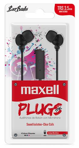AUDIFONO MAXELL MANOS LIBRES NEGROS IN-MIC