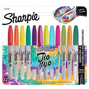 MARCADORES SHARPIE FINO PERMANENTE TIE DYE 12 COLORES