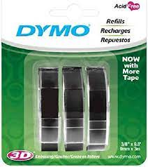 CINTA DYMO 3D PLASTICA X 3 NEGRA ( 1741670 )